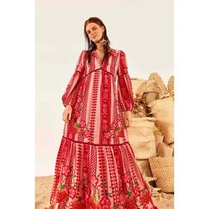 Farm Rio Red & Pink Strawberry Pineapple Dress